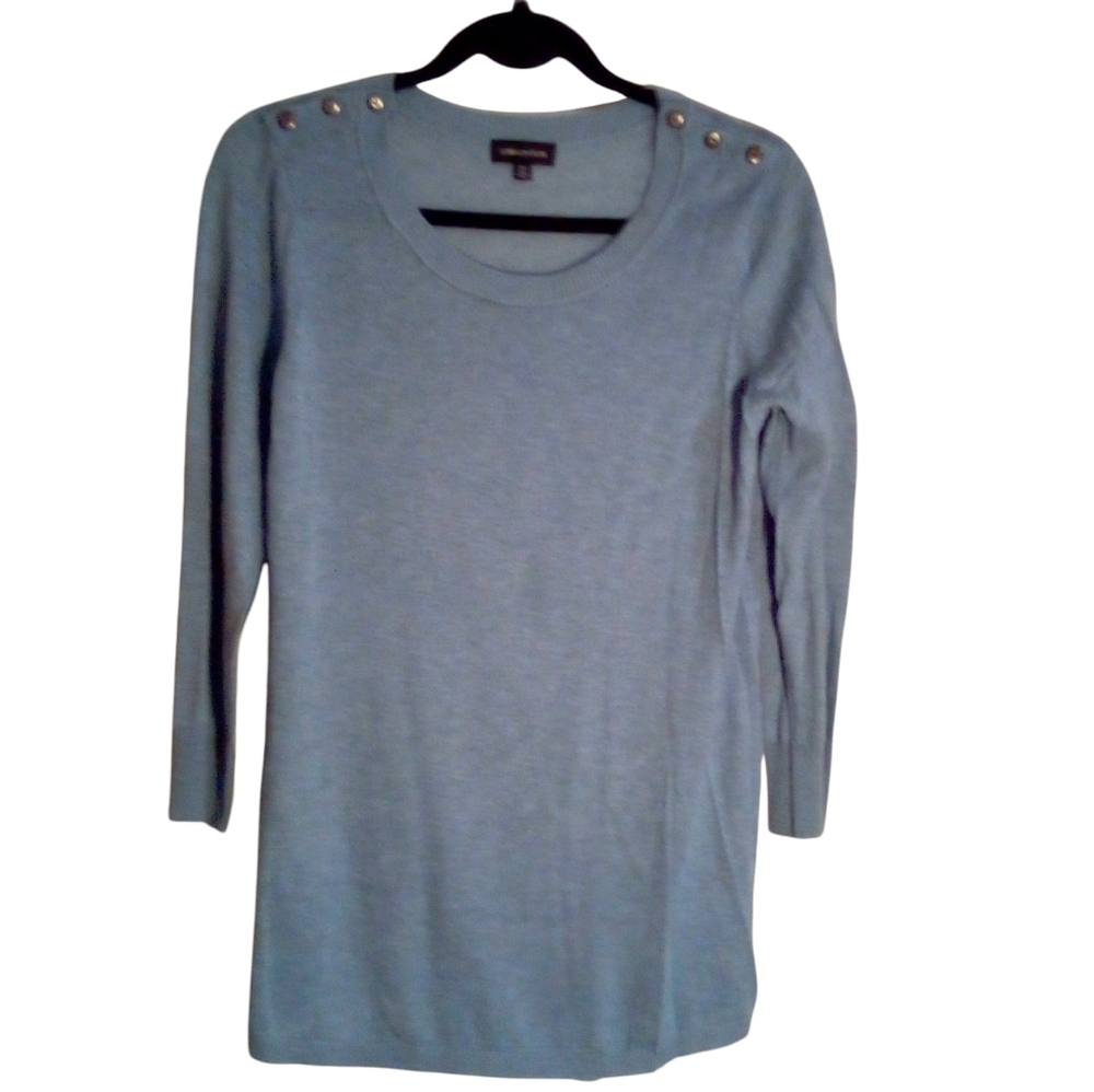 Lord & Taylor Wool Blend Lightweight Sheer Sweater Long Sleeves Medium Blue NWOT